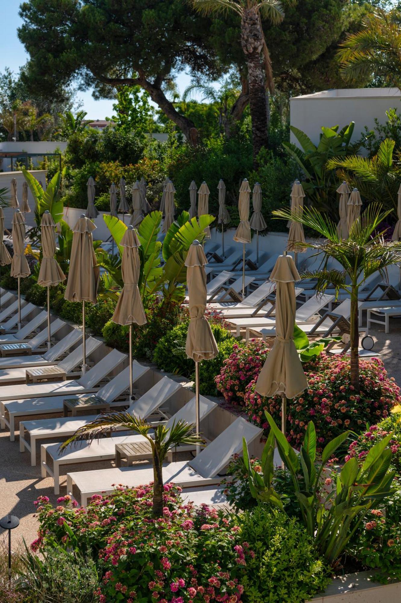 Atzavara Hotel & Spa Santa Susanna Exterior foto Sunloungers at a hotel in Greece